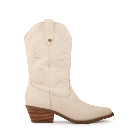 Bota marcella cuero blanco crudo