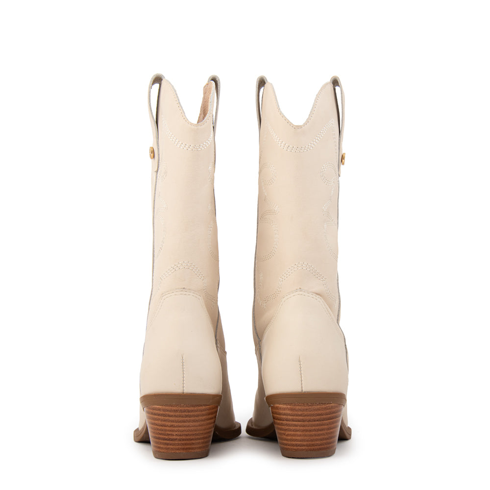 Bota marcella cuero blanco crudo