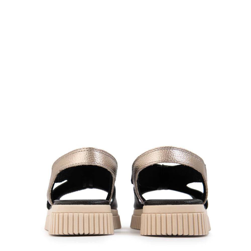 Sandalia marina cuero negro