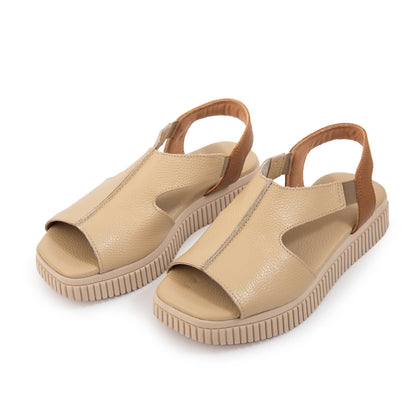 Sandalia marina cuero beige