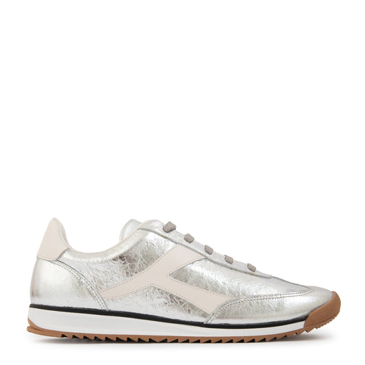 Zapatilla mila cuero plateado