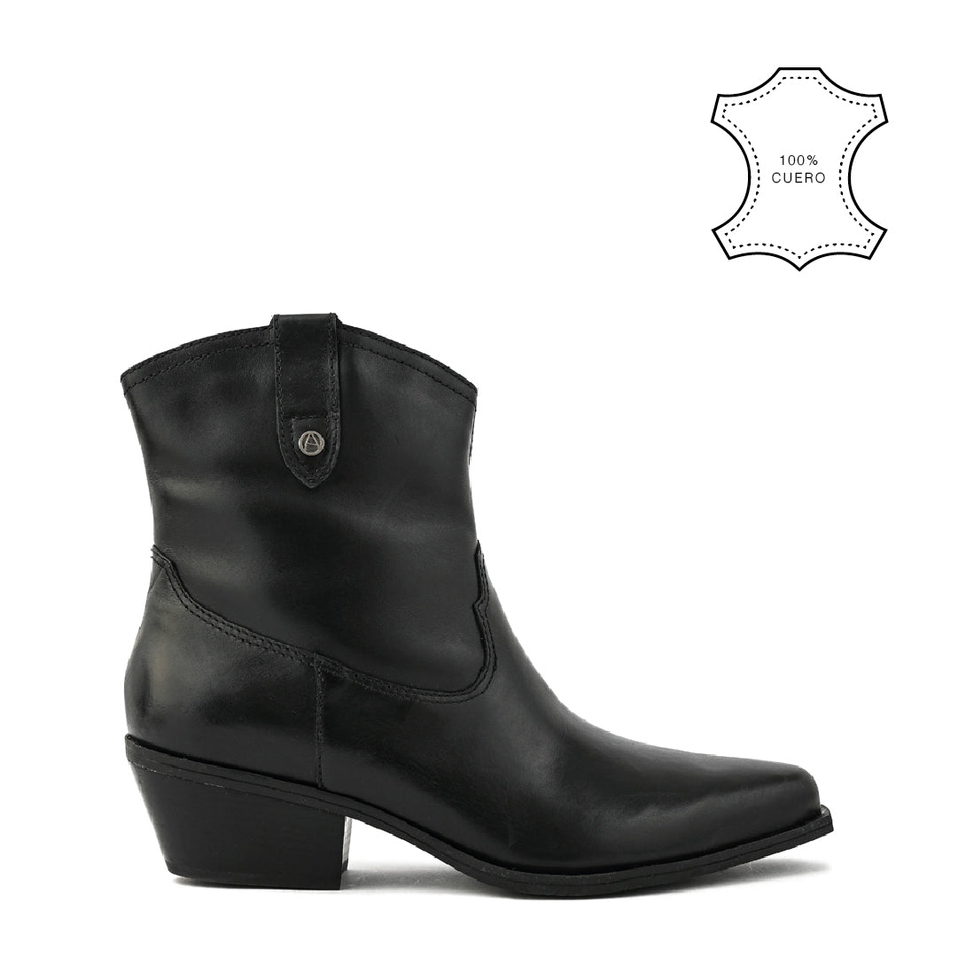 Botin taco nara cuero negro