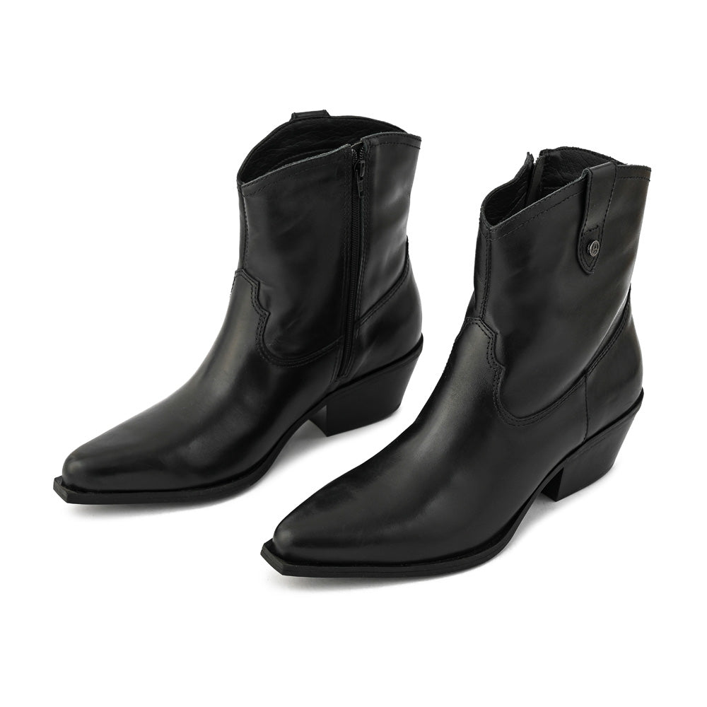 Botin taco nara cuero negro