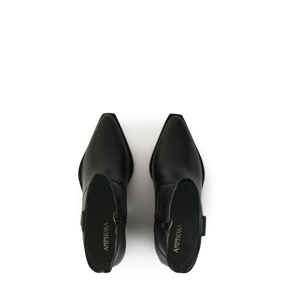 Botin taco nara cuero negro