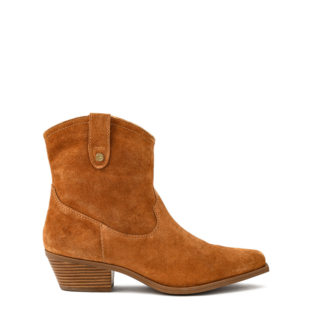 Botin taco nara cuero beige oscuro