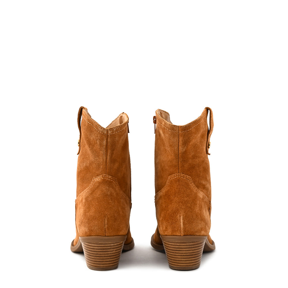 Botin taco nara cuero beige oscuro