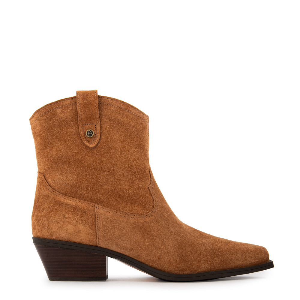 Botin taco nara cuero camel