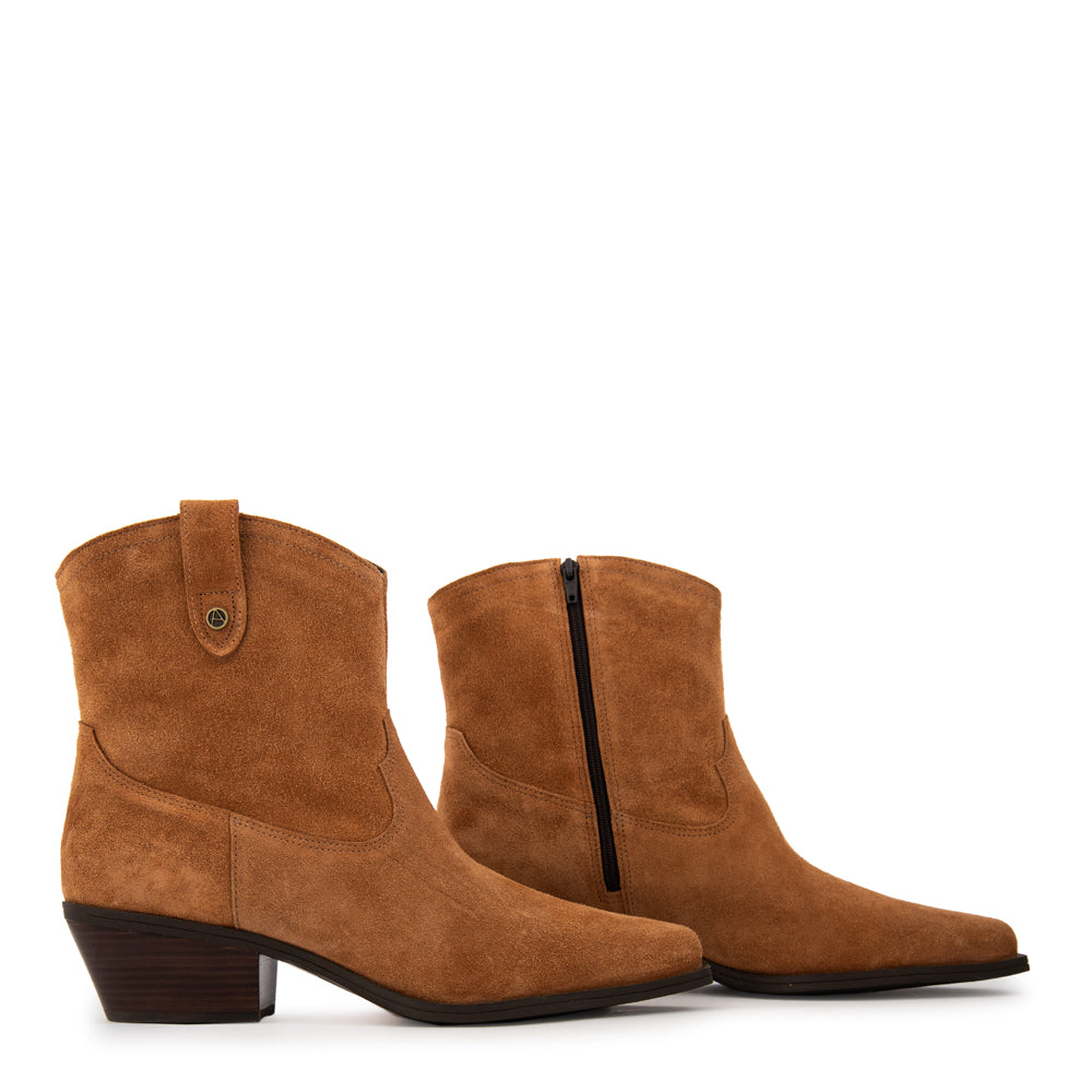 Botin taco nara cuero camel