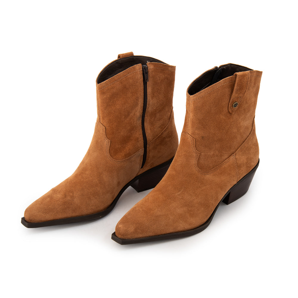 Botin taco nara cuero camel