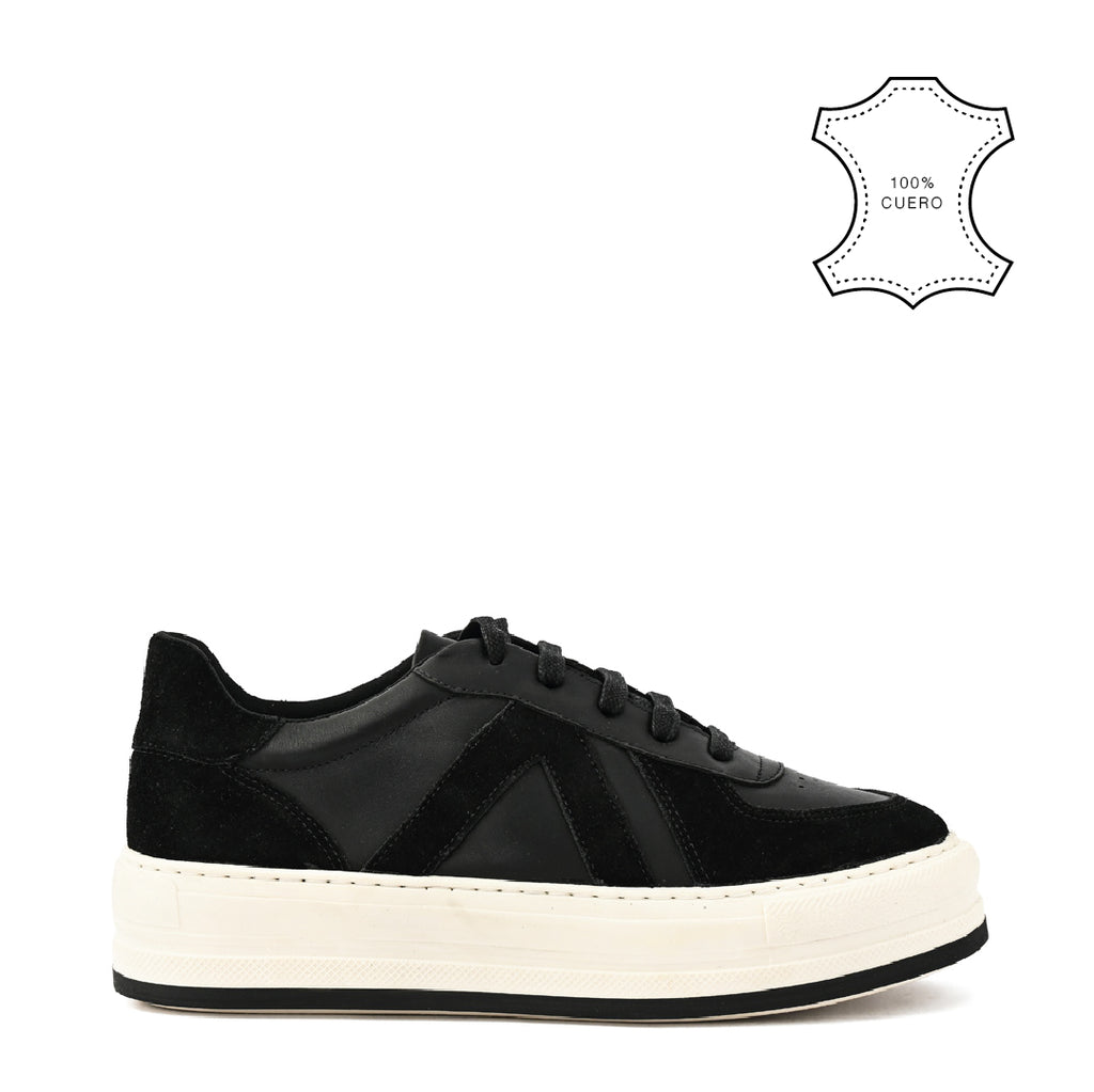 Zapatilla naroa cuero negro