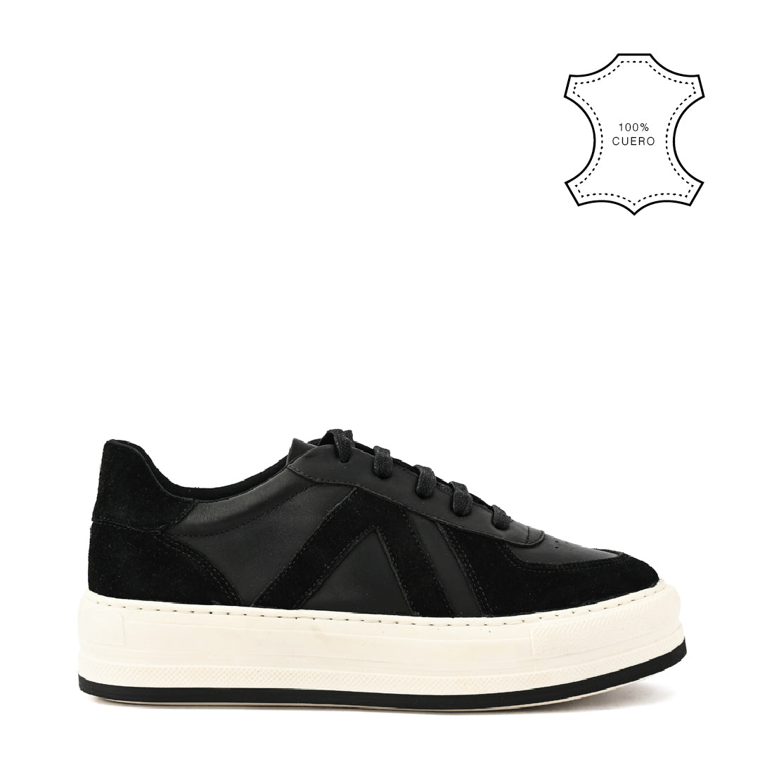 Zapatilla naroa cuero negro