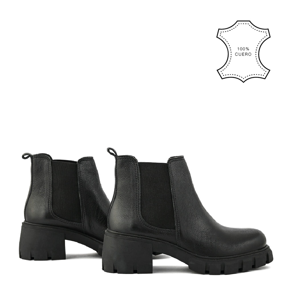 Botin Taco nicole cuero negro
