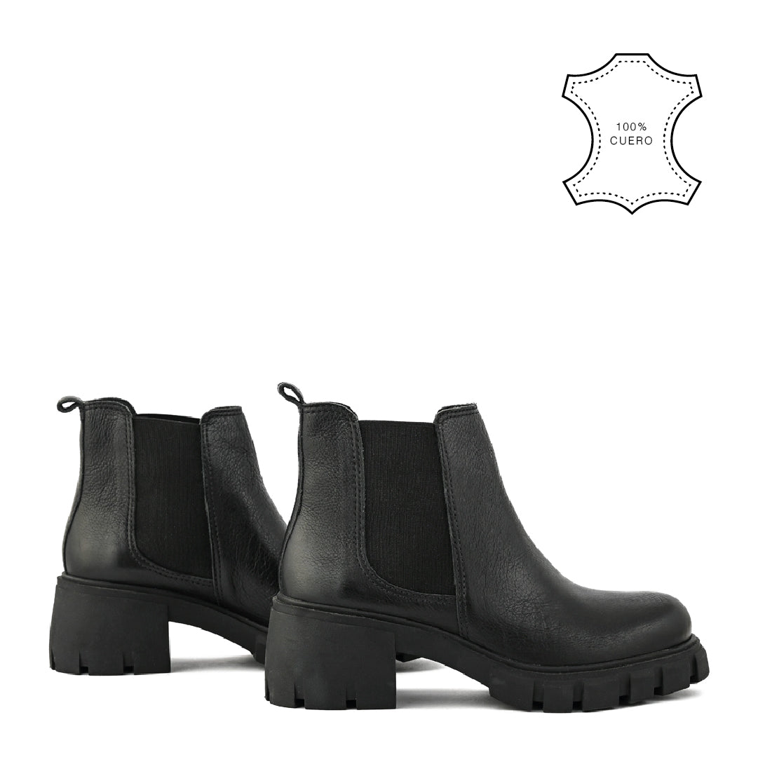 Botin Taco nicole cuero negro