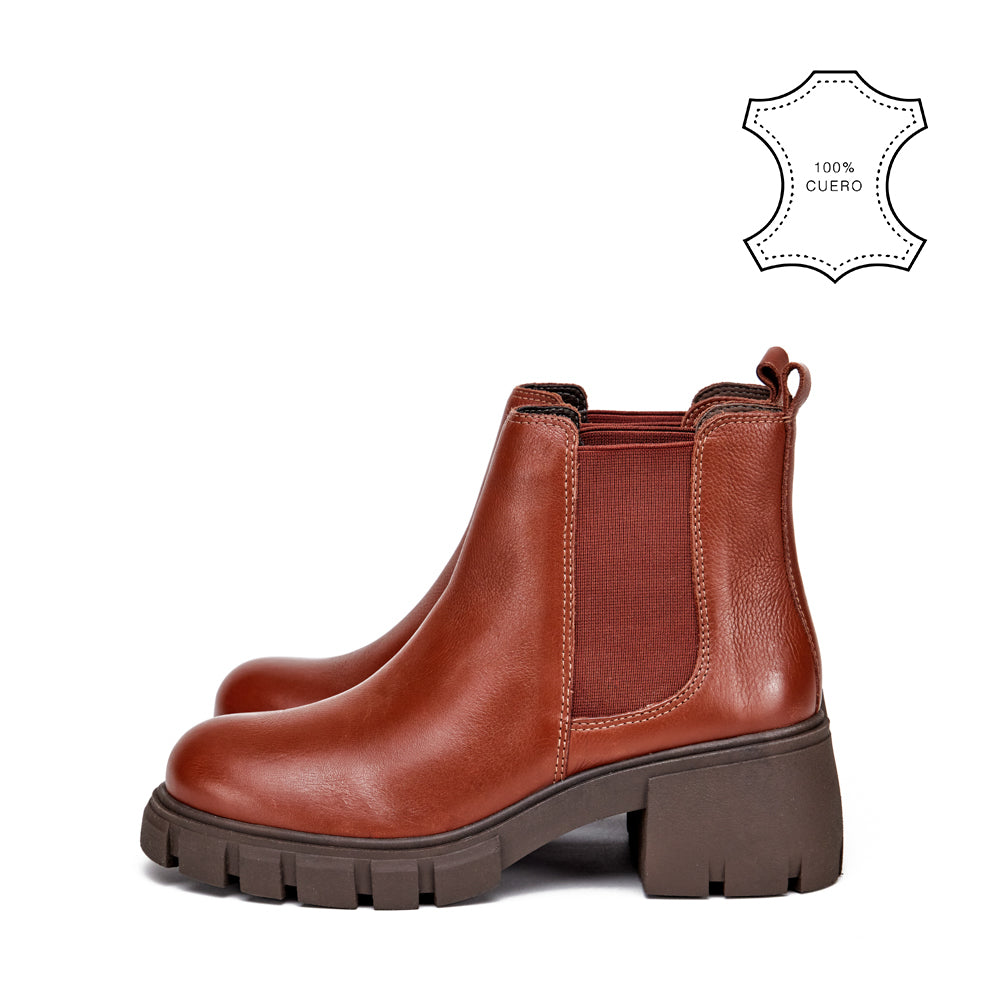 Botin Taco nicole cuero café