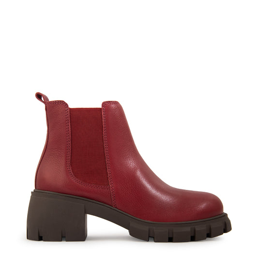 Botin nicole cuero burdeo