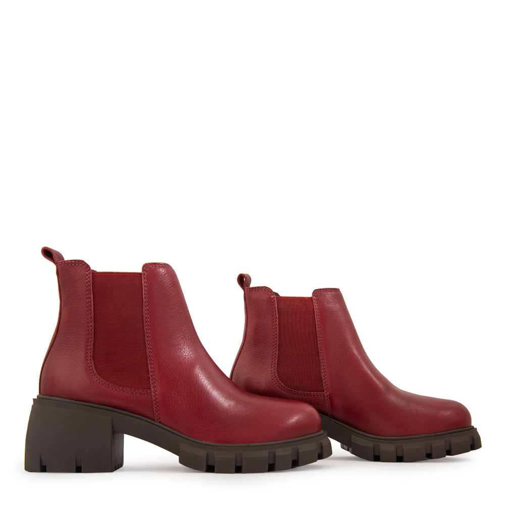Botin nicole cuero burdeo