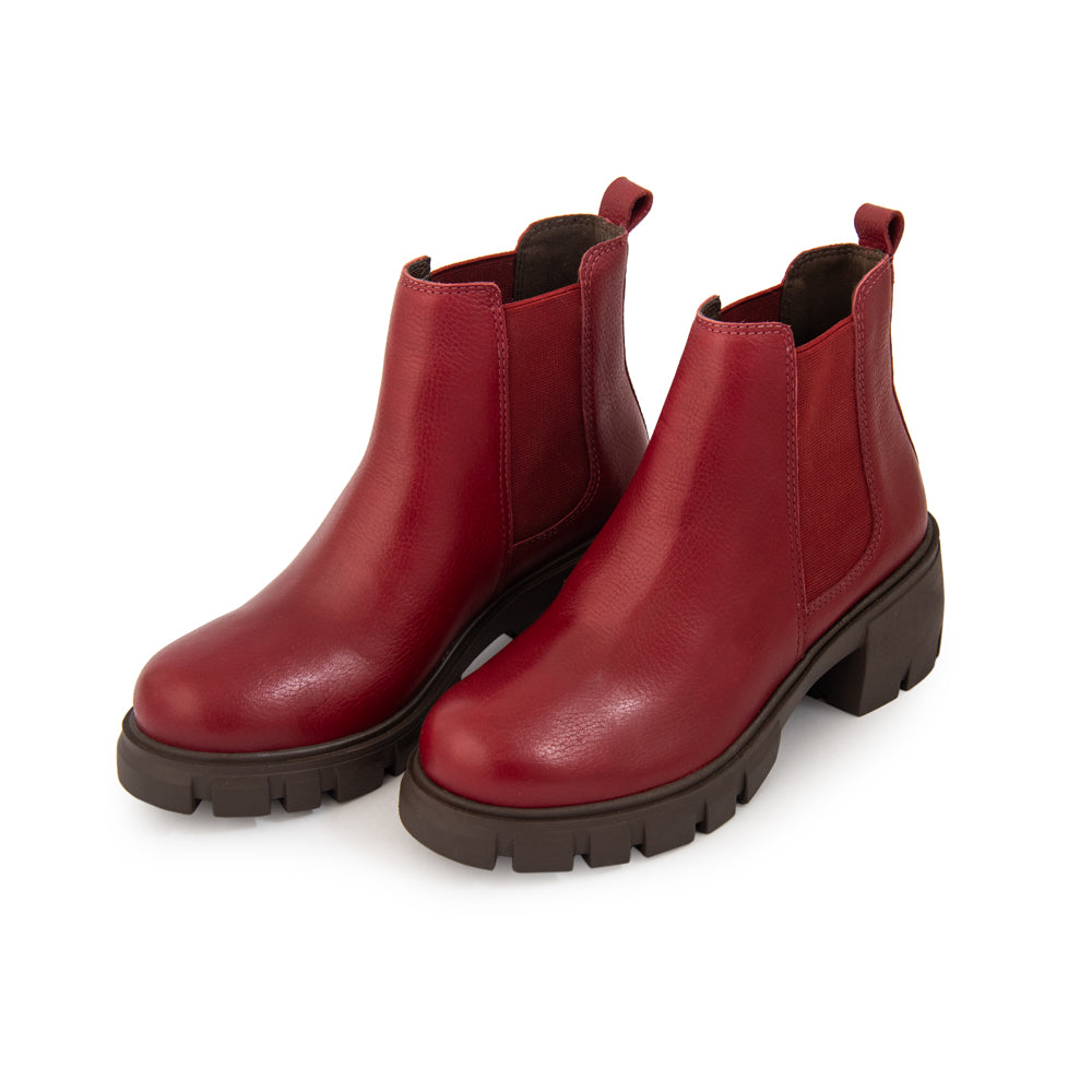 Botin nicole cuero burdeo