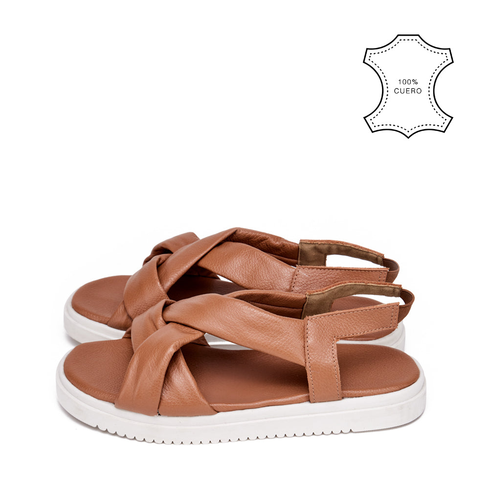 Sandalia pasy cuero camel
