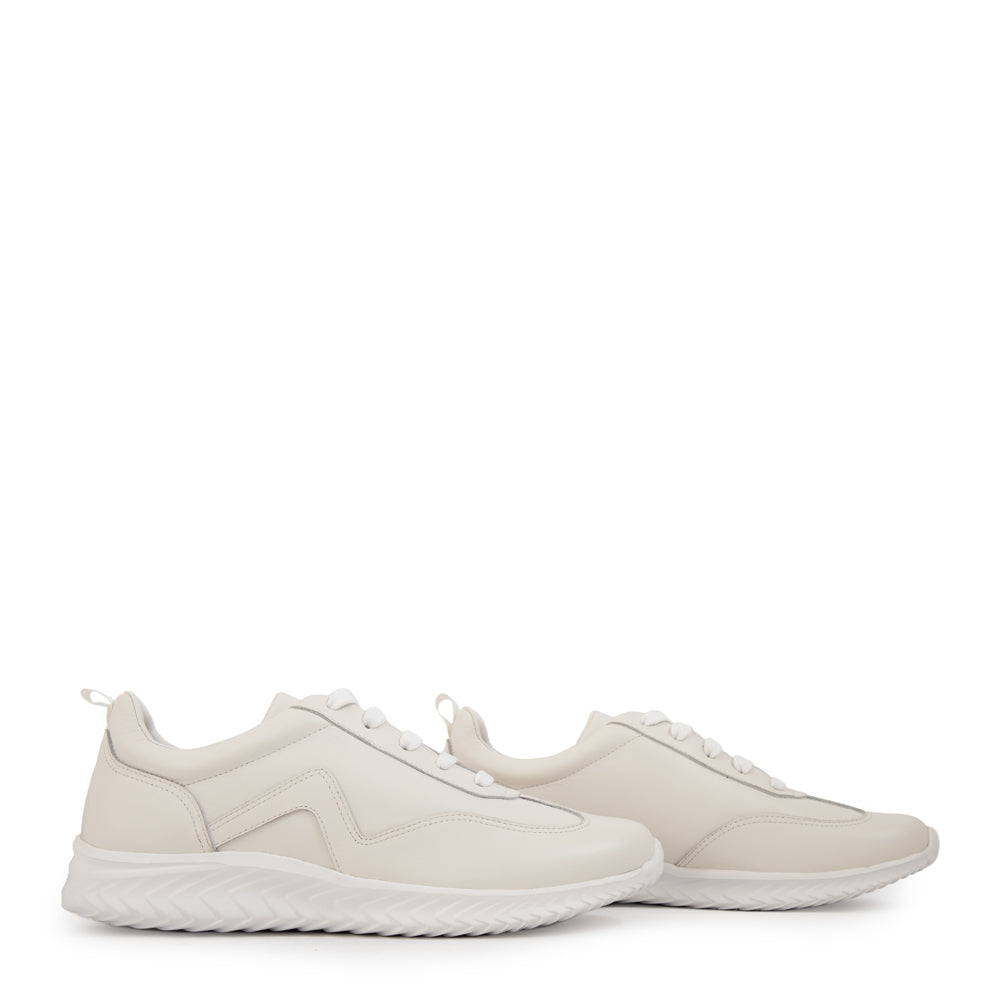Zapatilla plume cuero blanco