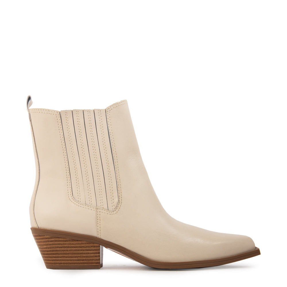 Botin taco samy cuero blanco crudo