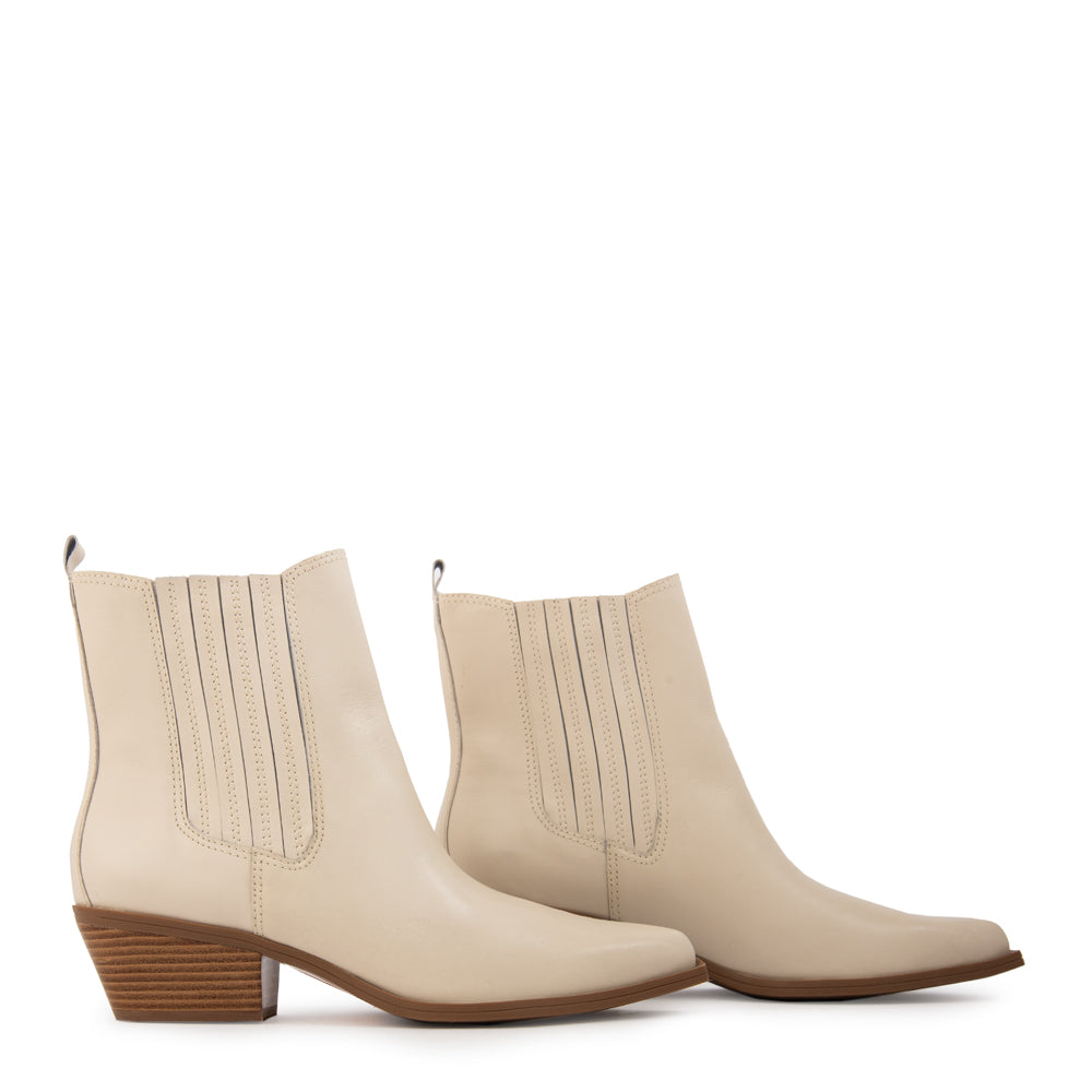 Botin taco samy cuero blanco crudo