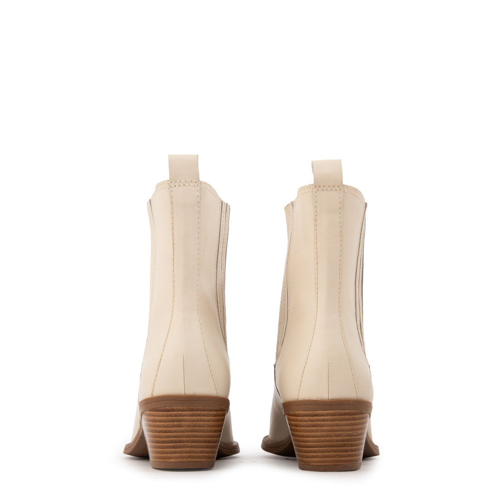 Botin taco samy cuero blanco crudo
