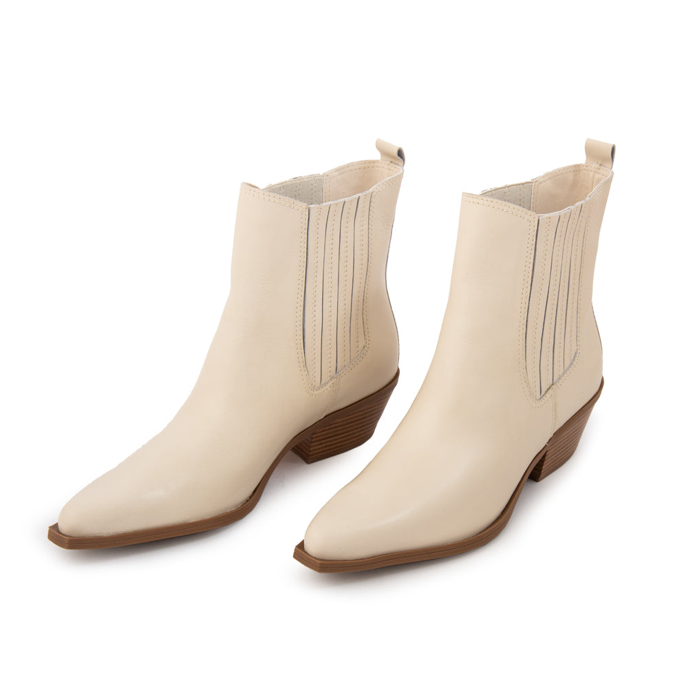 Botin taco samy cuero blanco crudo