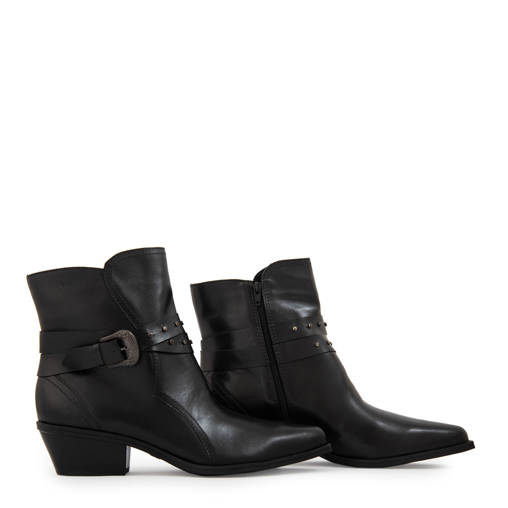 Botin Taco sandra cuero negro