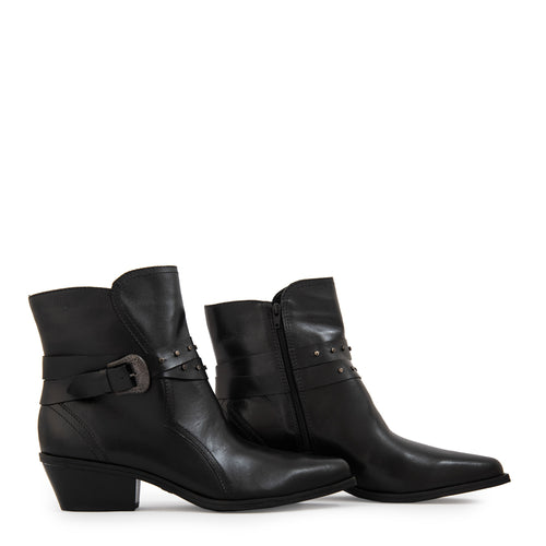 Botin Taco sandra cuero negro