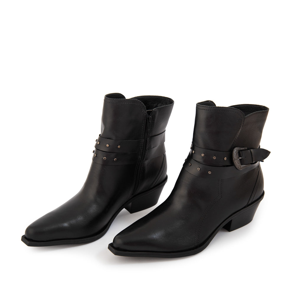 Botin Taco sandra cuero negro