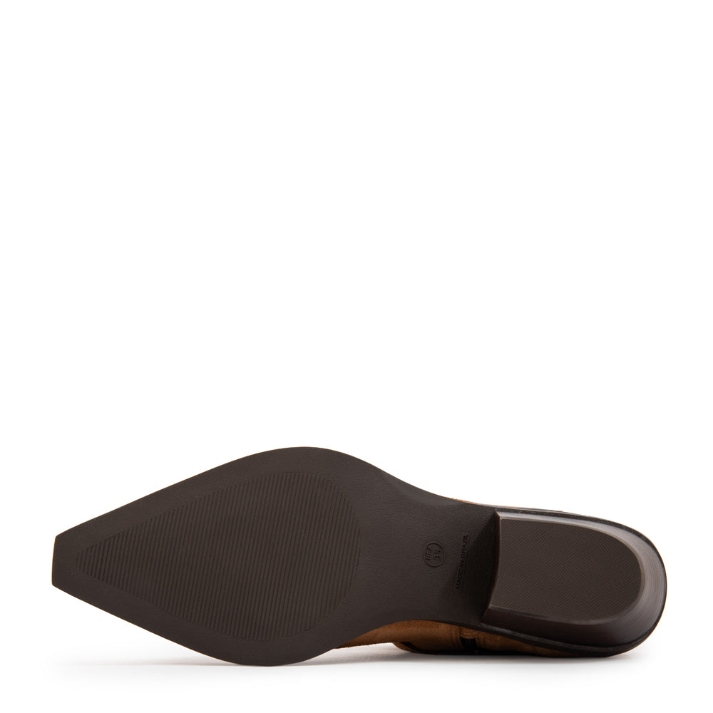 Botin Taco sandra cuero camel