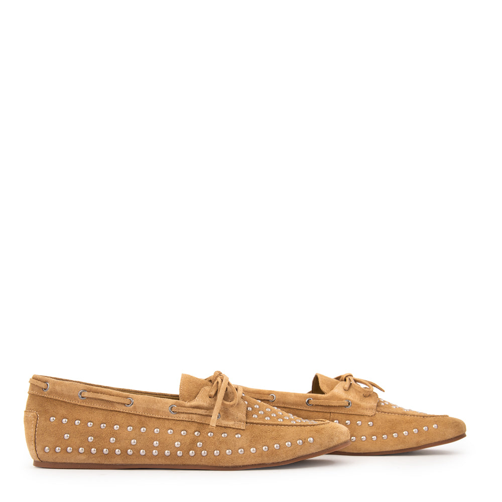 Mocasin sara cuero beige