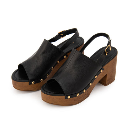 Sandalia solana cuero negro