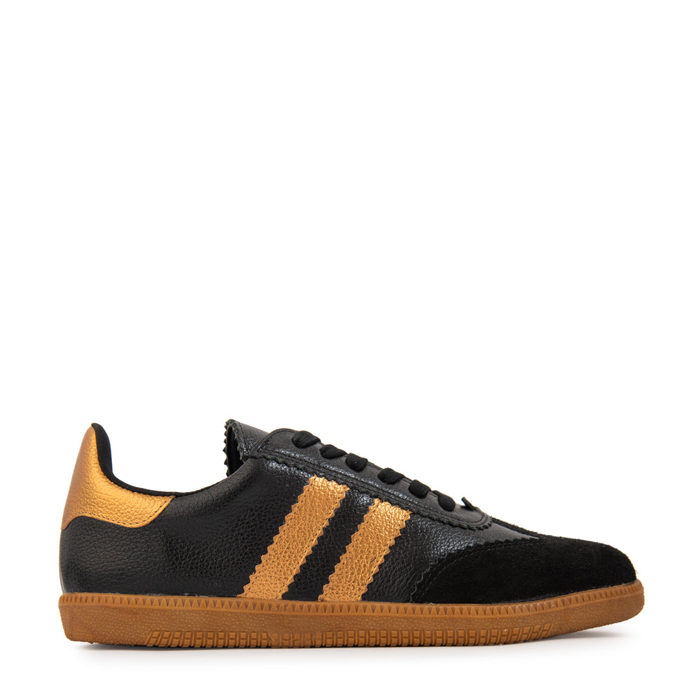 Zapatilla solar cuero negro