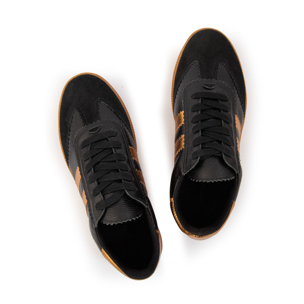 Zapatilla solar cuero negro