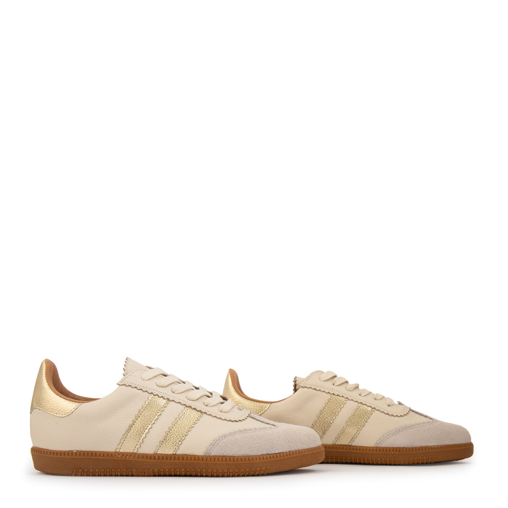 Zapatilla solar cuero beige