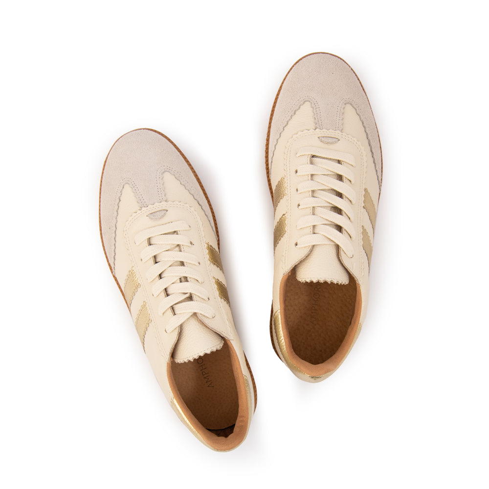Zapatilla solar cuero beige