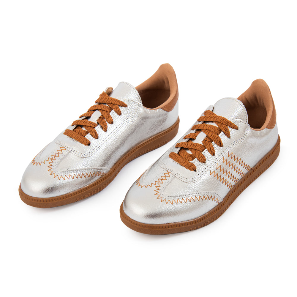 Zapatilla stella cuero plateado