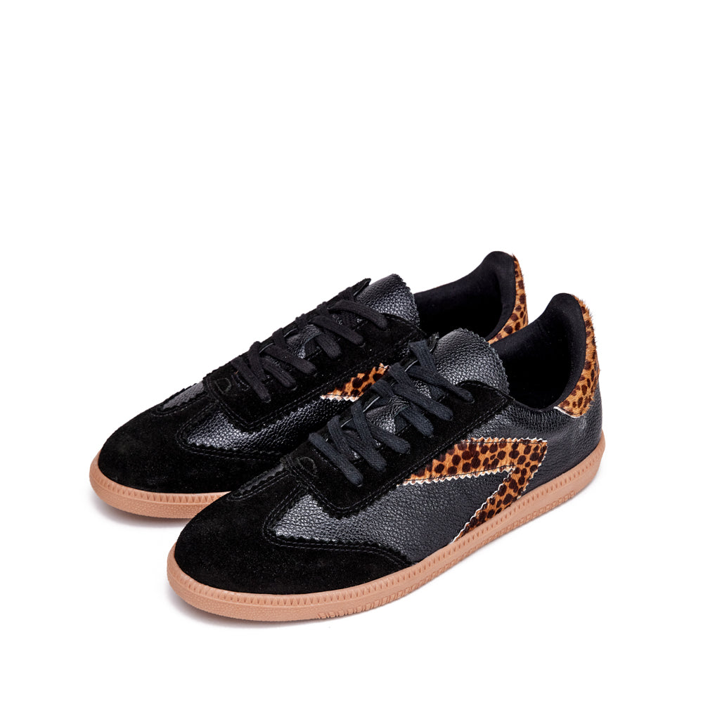 Zapatilla susana cuero negro