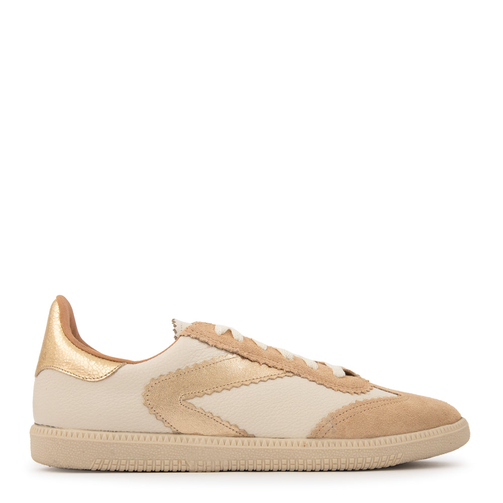 Zapatilla susana cuero dorado medio