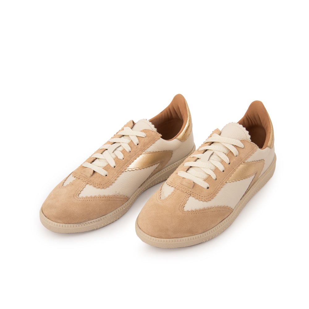 Zapatilla susana cuero dorado medio