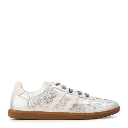 Zapatilla vera cuero plateado