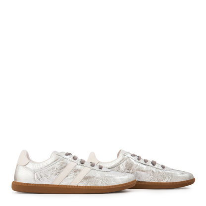 Zapatilla vera cuero plateado