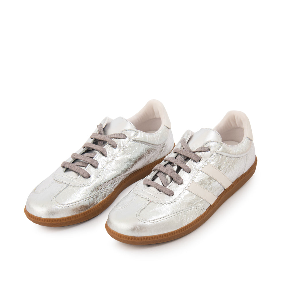 Zapatilla vera cuero plateado