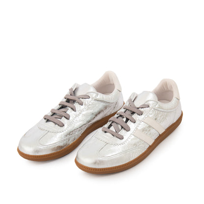 Zapatilla vera cuero plateado