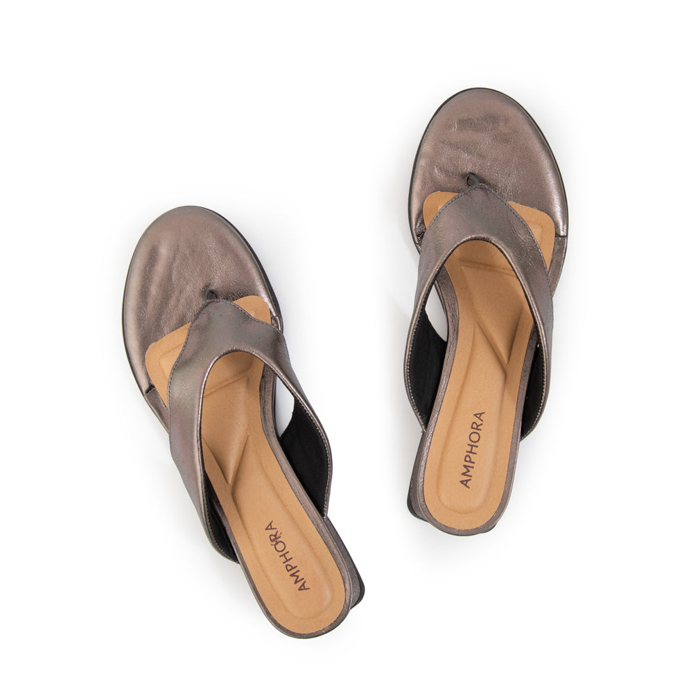 Sandalia mule yasmin plateado oscuro