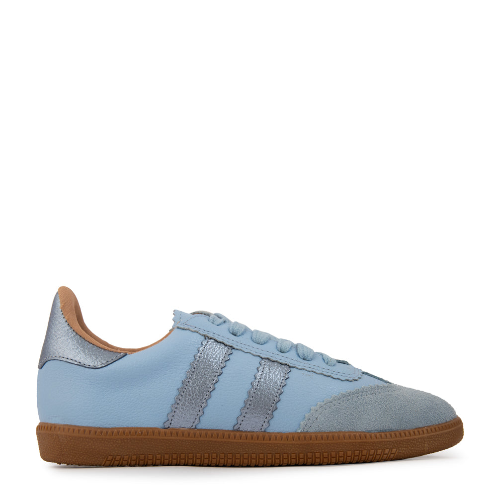 Zapatilla solar cuero celeste
