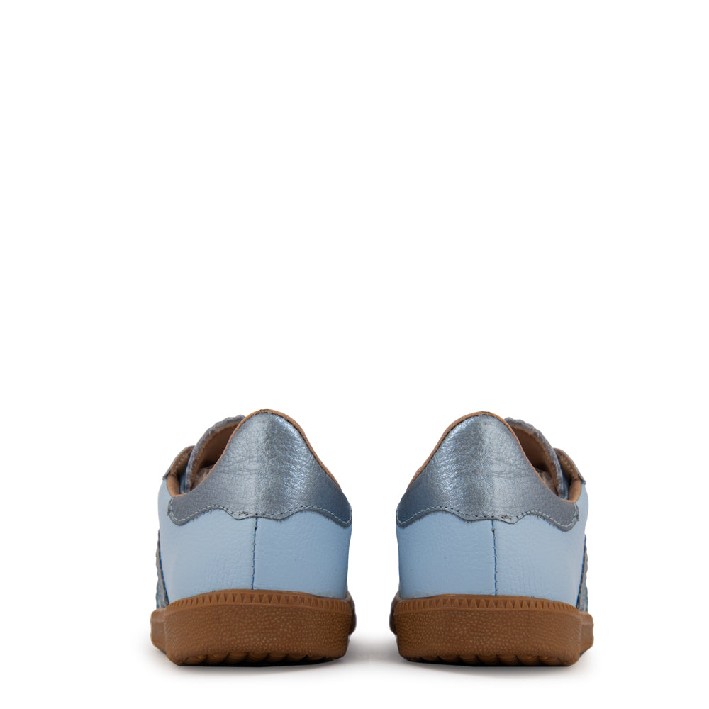 Zapatilla solar cuero celeste