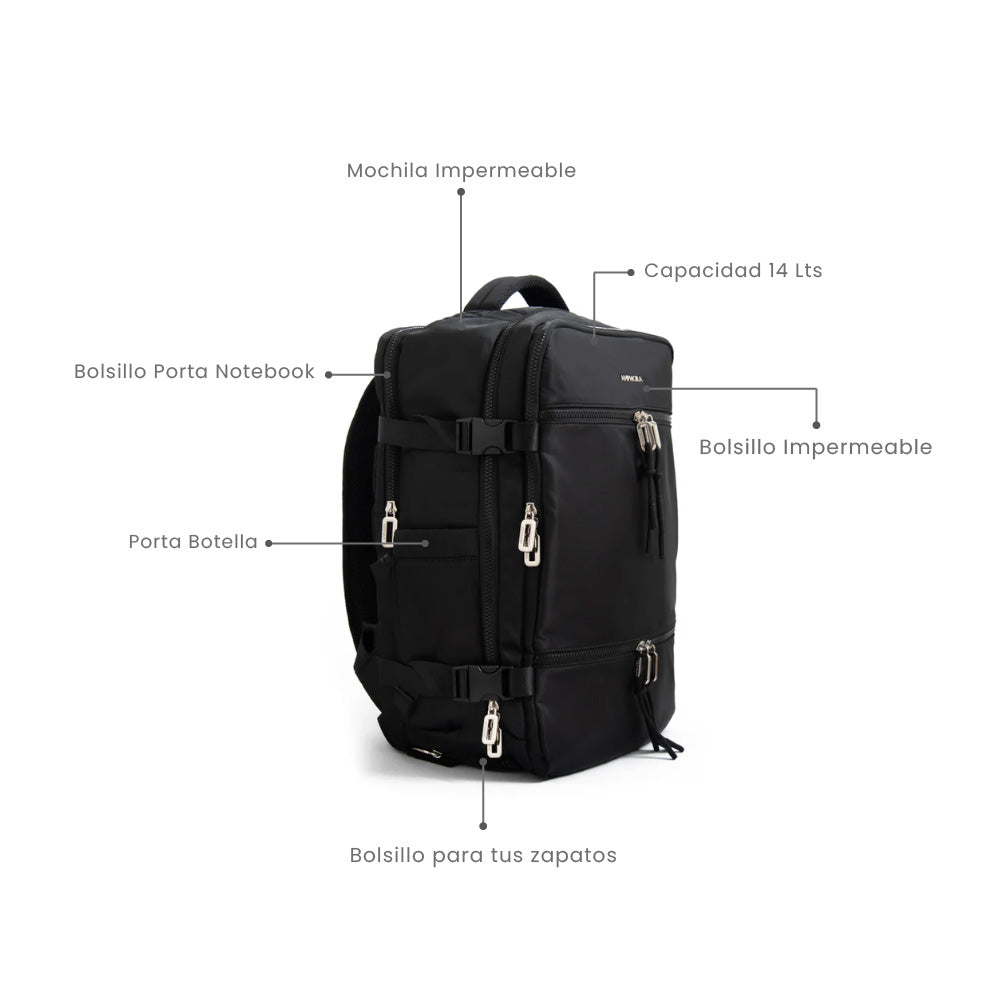 Mochila Travel con tapa vesta grande negro
