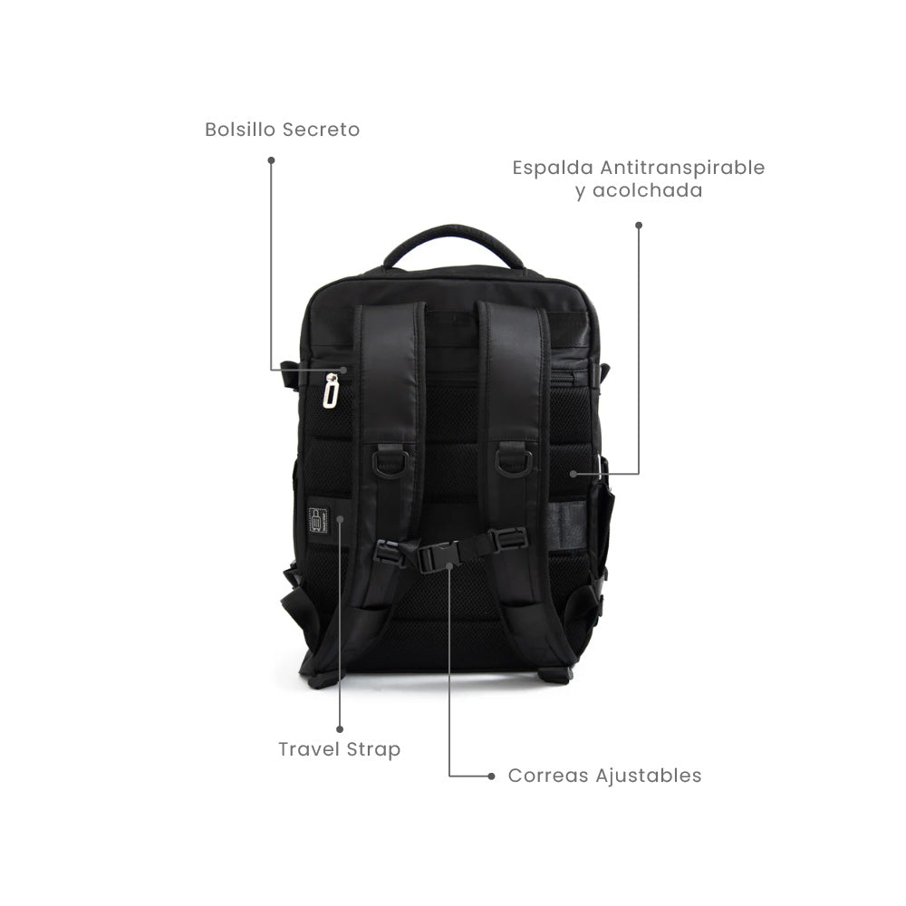 Mochila Travel con tapa vesta grande negro